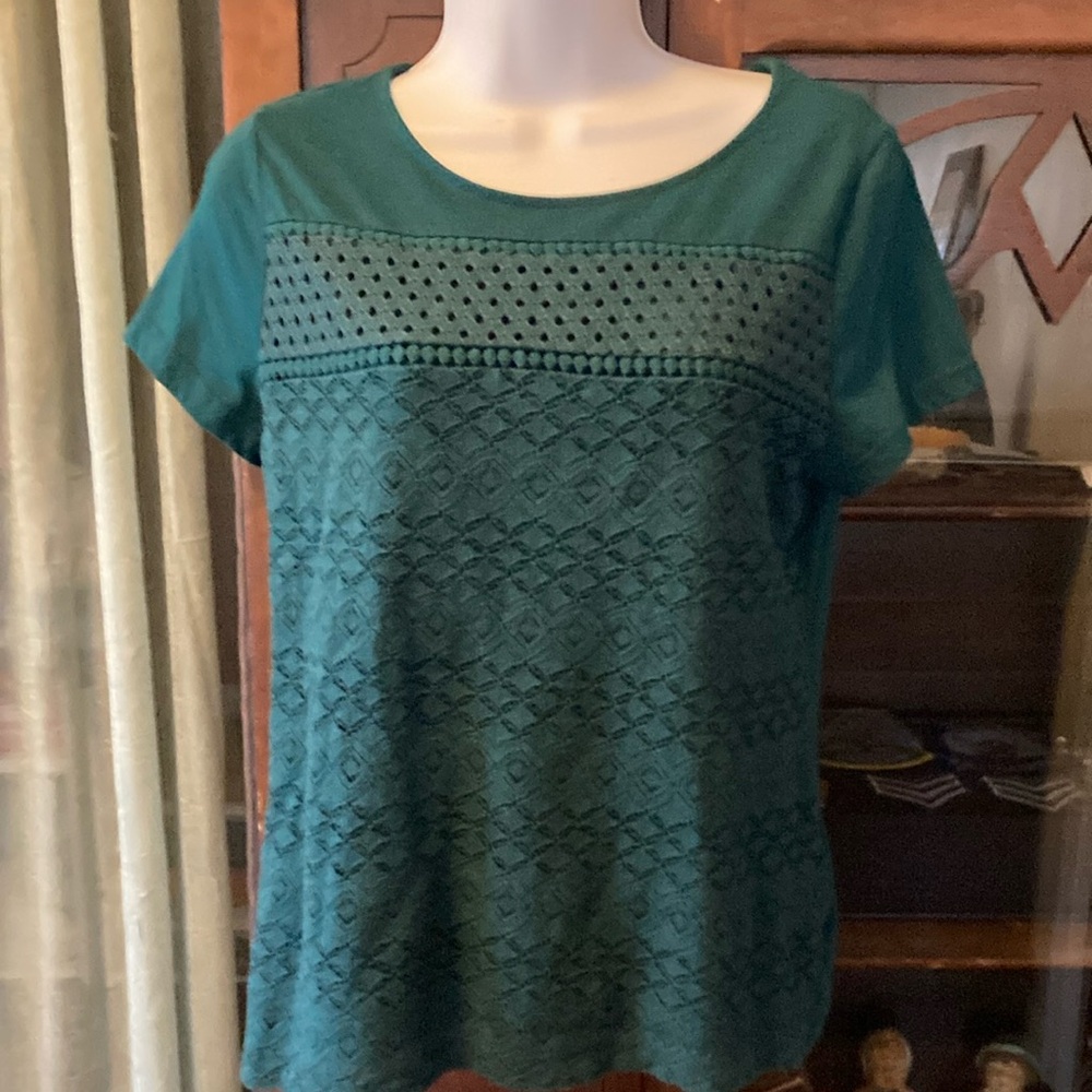 Teal Lace Detail Women's Top